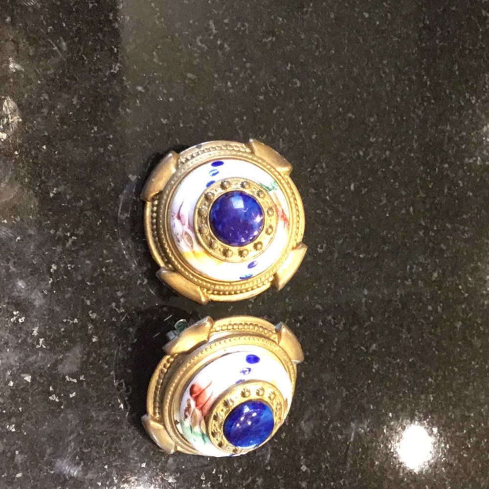 Patrice vintage clip on earrings Lapis and multi color stone